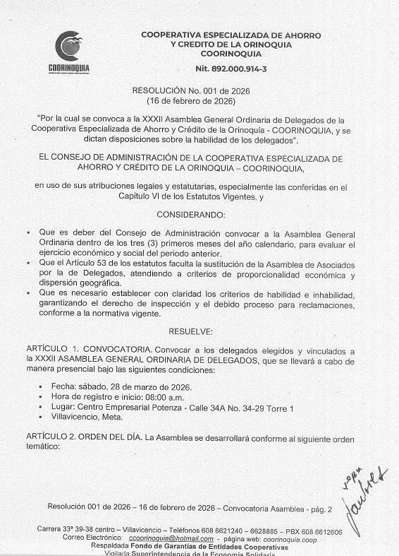 Resolución 001 de 2026